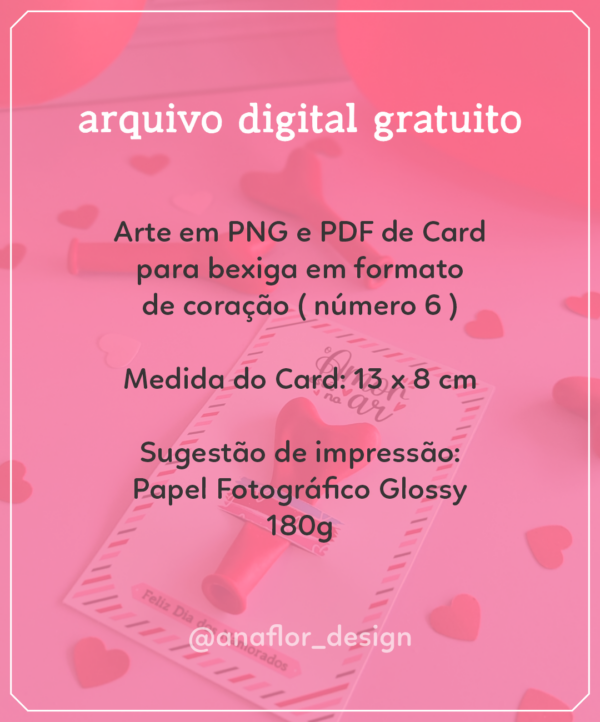 GRÁTIS | Arquivo Card para Bexiga Coração - Image 2
